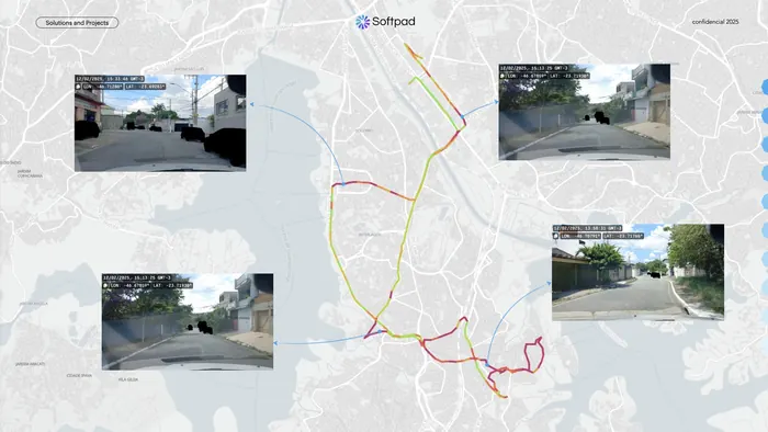 mapa da rota percorrida pelo veículo