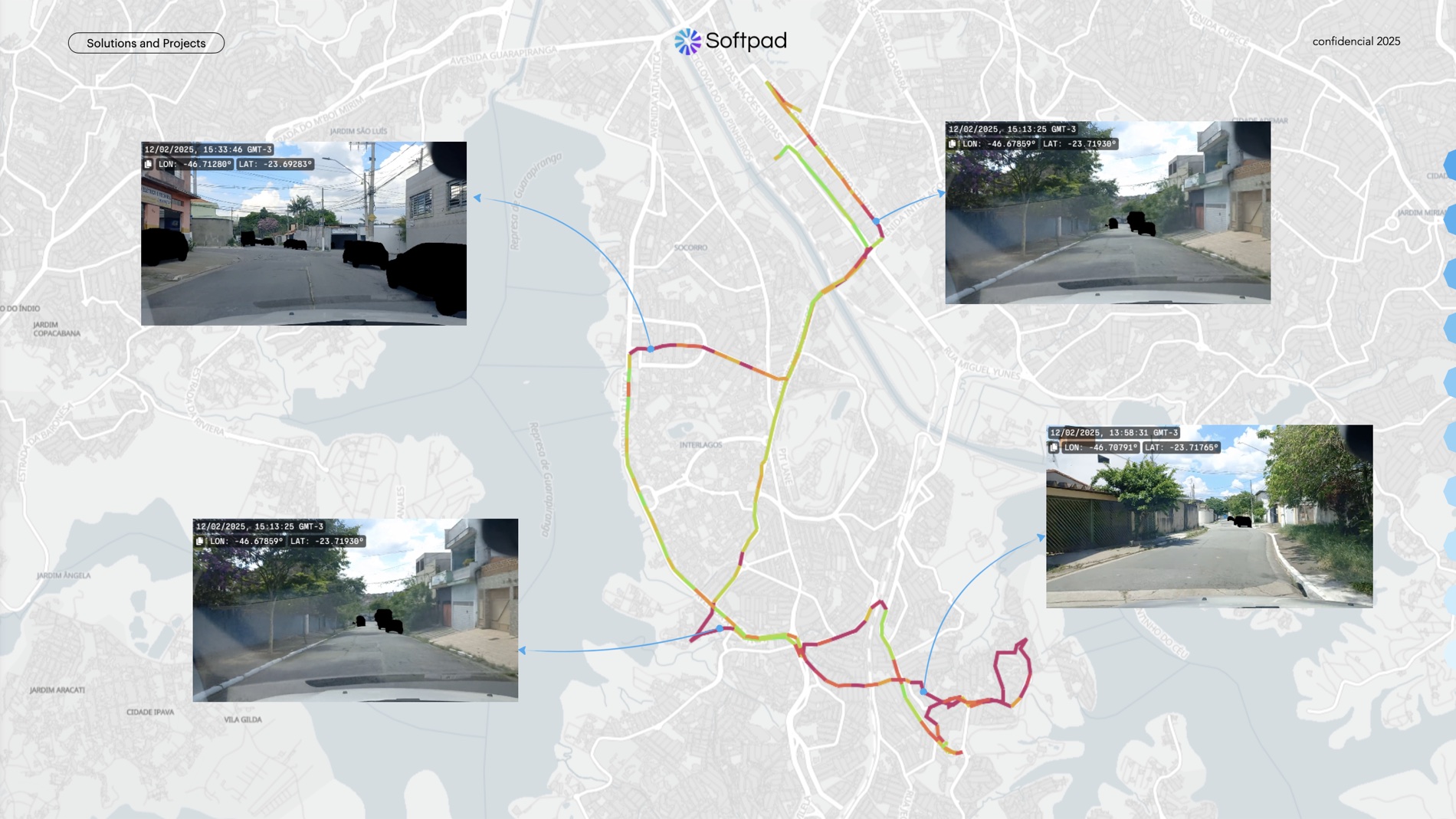 mapa da rota percorrida pelo veículo